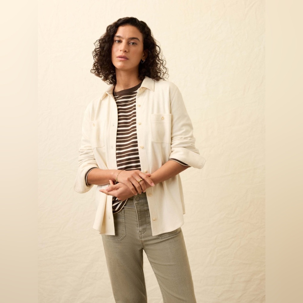 FAHERTY Legend Sweater Shirt in Pure White | Size XL